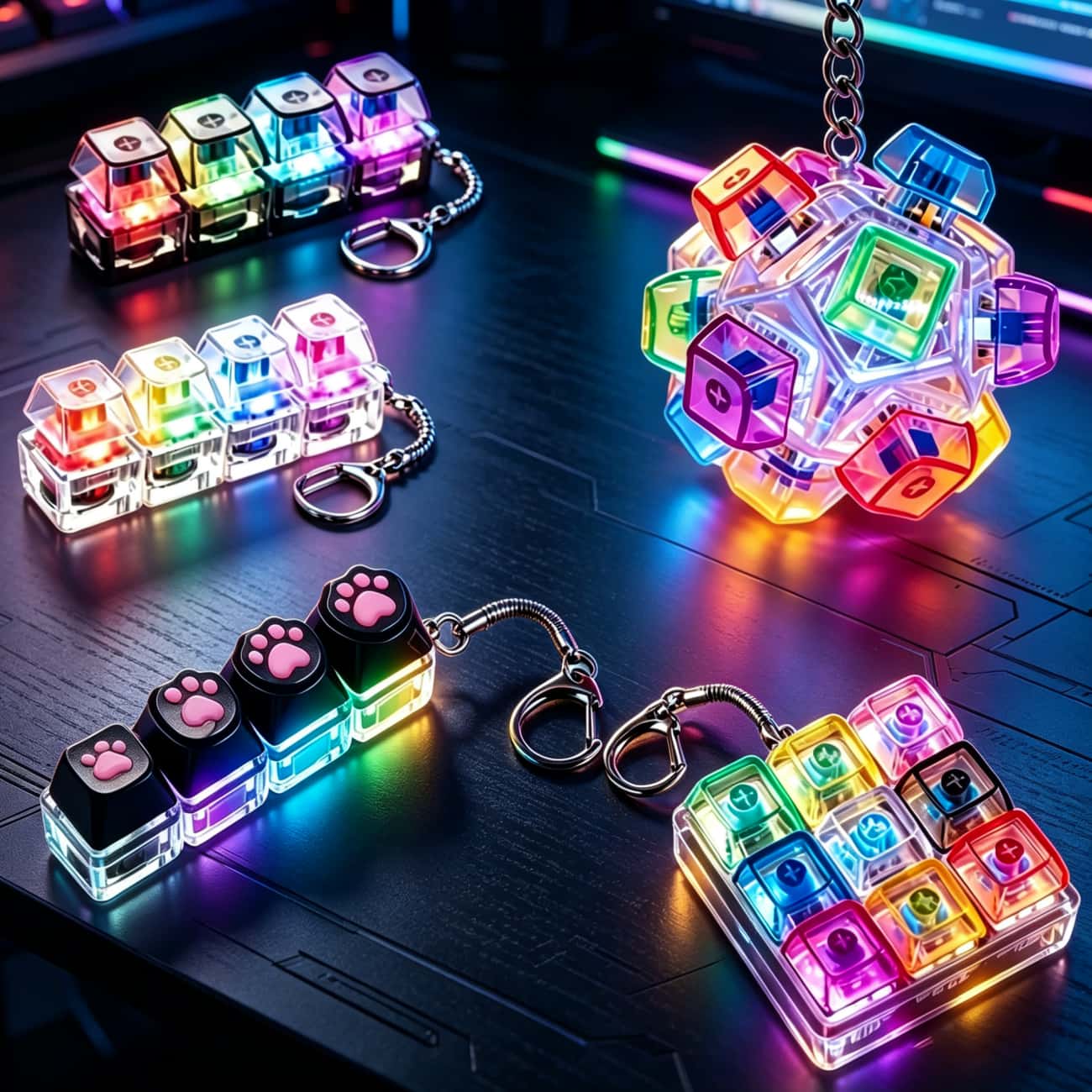 Gaming Keyboard No Rgb - Mechanical Keyboard Keycap Keychain RGB LED