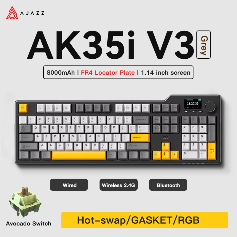 Ajazz AK35I V3 MAX Tri-mode Wi - Gaming Keyboard Hot Swappable recension och pris