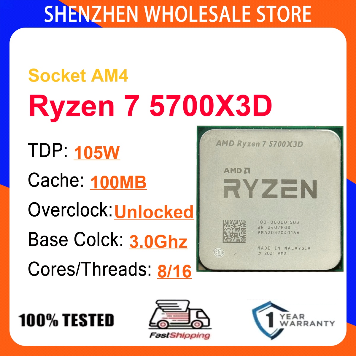 AMD Ryzen 7 5700X3D 8-Core 16- - Amd Cpu Ryzen 7 recension och pris