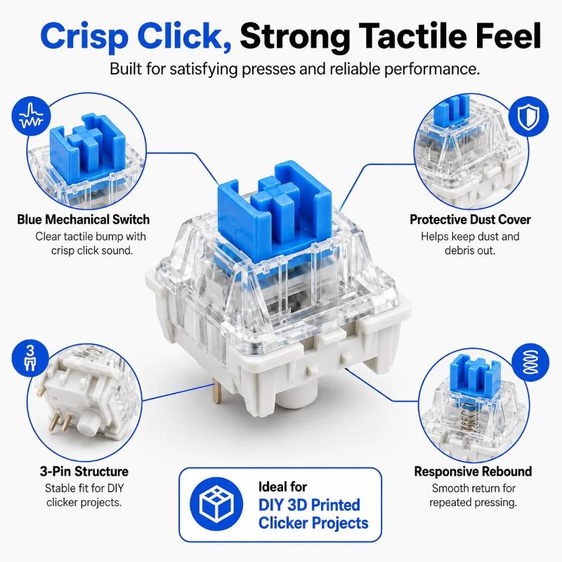 50PCS MX Style Blue Clicky Mec - Keyboard Gaming Blue Switch recension och pris